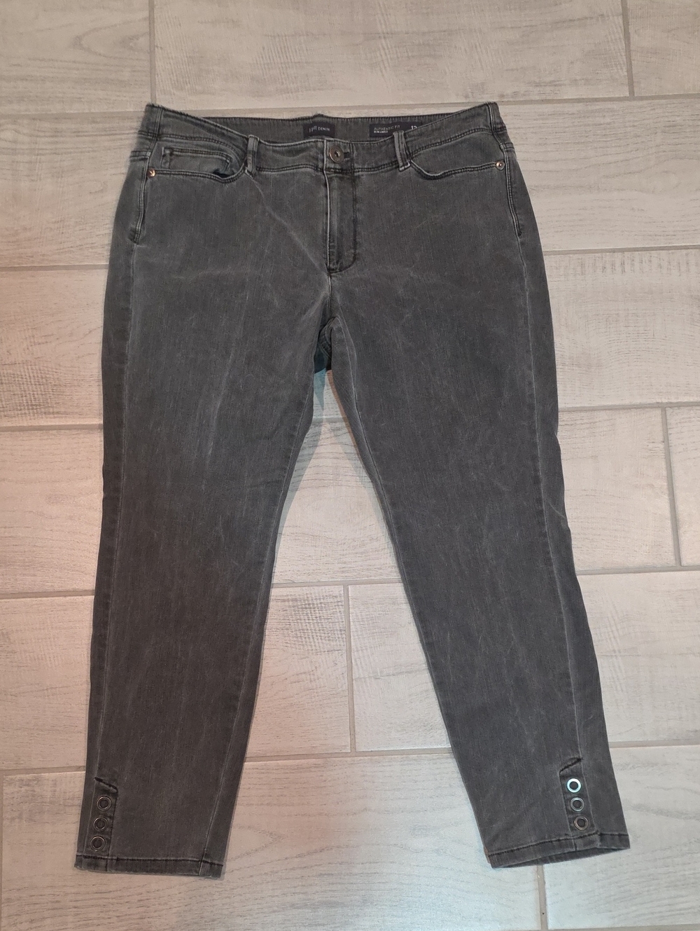 J.Jill Denim Cropped Slim Ankle Jeans Women's Size 12P Stretch Grey